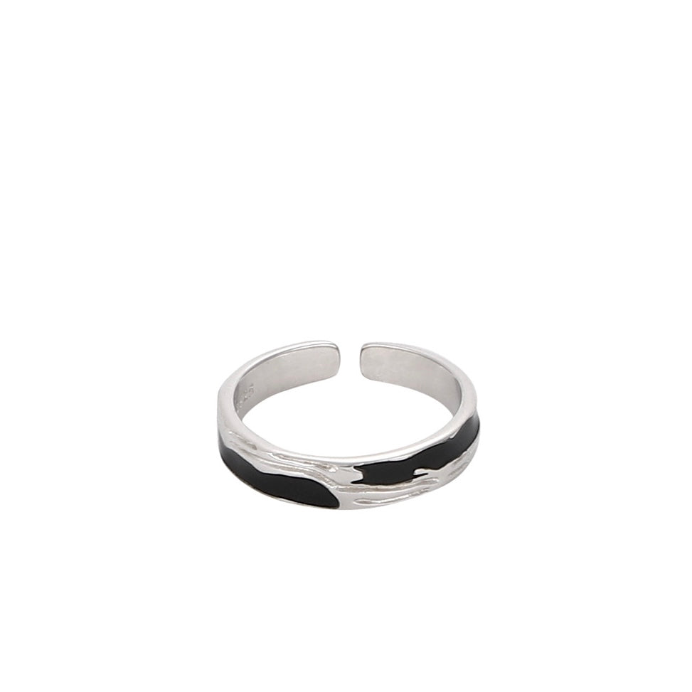 silver black ring (R29)