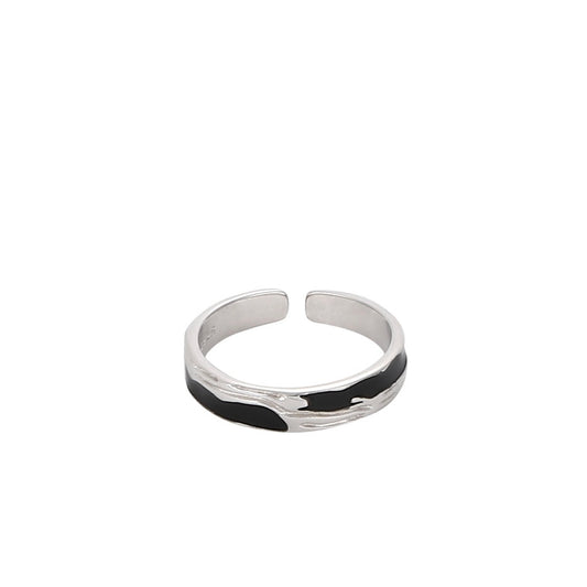 silver black ring (R29)