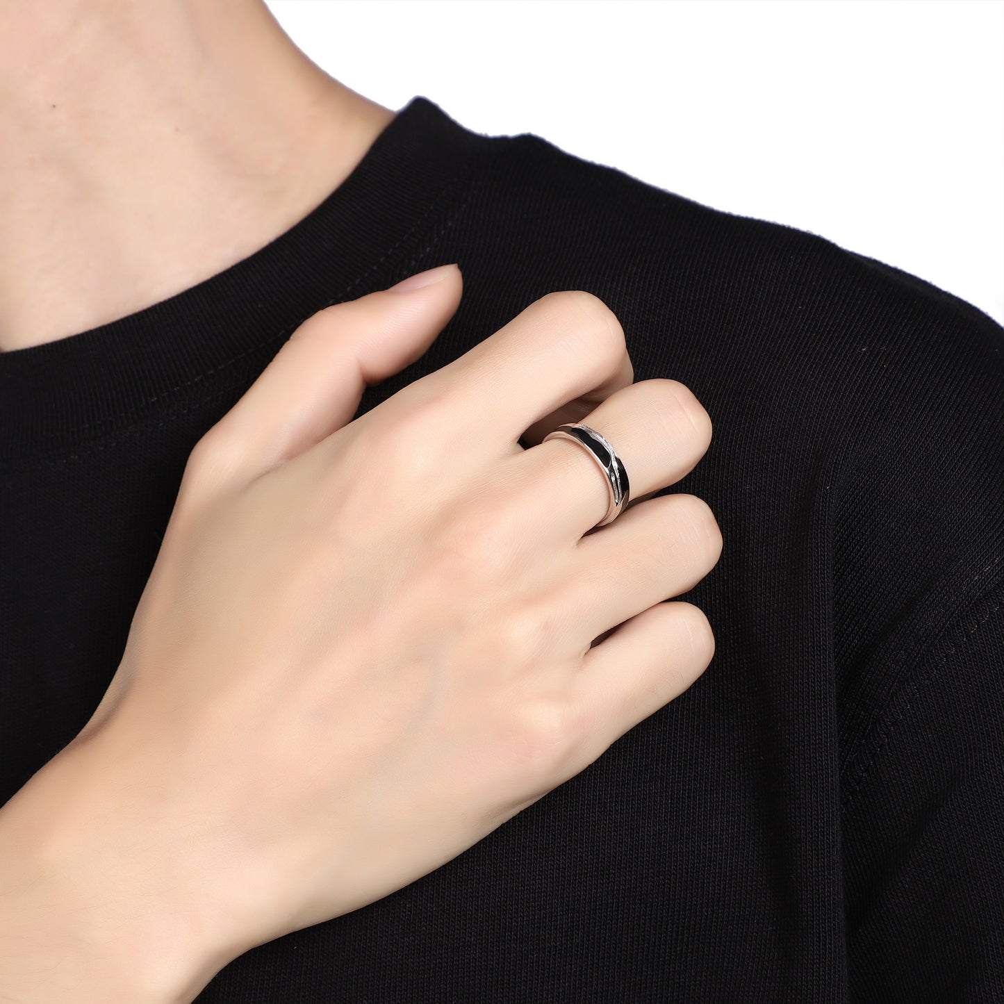 silver black ring (R29)