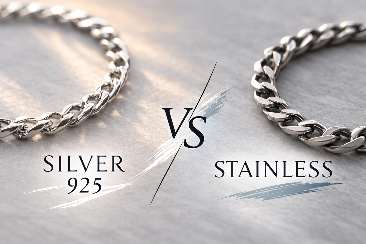 Silver925とステンレスアクセサリーの素材比較イメージ