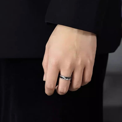 silver black ring (R29)