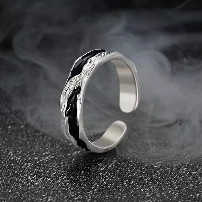 silver black ring (R29)